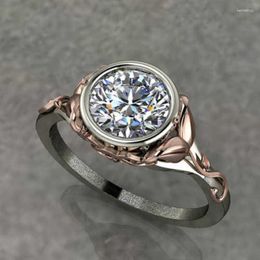 Wedding Rings Ring Size 6-10 Rose Gold Colour Women White Two Tone Gift