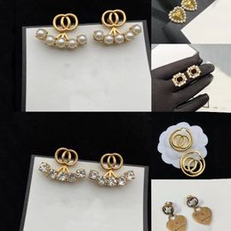 Pearl Designer Stud Earrings Classic G Diamond Earring For Women Men Gold Hoops Crystal Ear Rings Charm Bee Earings Jewelry Aretes 5