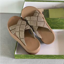 Women Designers Platform Sandals Rubber Sole High Heel Slides Dress Wedges Sandal Beach Slippers Luxury Shoe With Box NO458