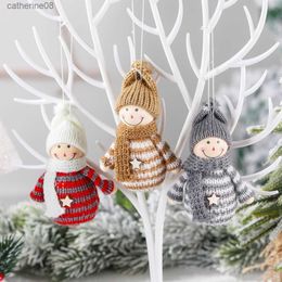 Creative Wooden Woollen Snowman Doll Christmas Tree Closet Decoration Small Pendant Christmas Ornaments Christmas Decorations L230621