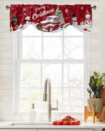 Curtain Christmas Truck Snowflake Window Living Room Kitchen Cabinet Tie-up Valance Rod Pocket