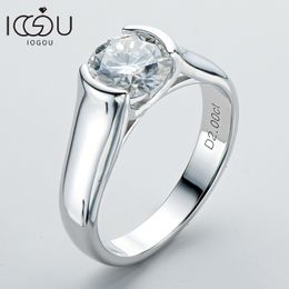 Wedding Rings IOGOU 2ct Diamond Solitiare Engagement For Women 100 925 Sterling Silver Bridal Band Bezel Setting 8mm 230808