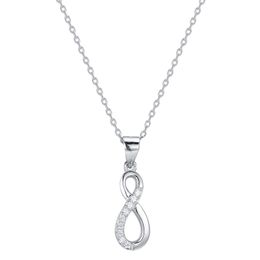 2023 Japanese and Korean 925S Silver Advanced 8-character Symbol Infinite Charm Set with Diamond Pendant and Minimalist Necklace