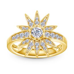 Wedding Rings Vintage Luxury Style Geometric Design Shining Star Female 18k Gold 925 Silver Ring Engagement Diamond 230807