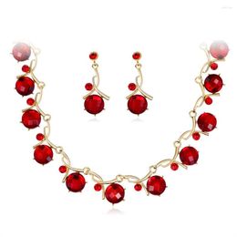 Necklace Earrings Set Fashion Elegant Crystal Charm Bridal Wedding Dinner Jewellery For Women Engagement Gifts