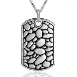 Pendant Necklaces Vintage Stainless Steel Bali Pebble GI Dog Tag Necklace Mens Boys Punk Goth Jewelry Male Coolest Birthday Gift