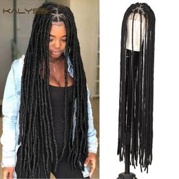 Lace Wigs Kalyss Synthetic Braided 50 Inches Front Faux Locs Braids Hair Traingle Knotless Long Wig With Baby Hai 230807