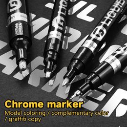 Painting Pens Electroplating Mirror Silver Marker Paint Pen Chromeplated Metal Waterproof Tyre Ceramic Touchup 1mm3mm Nib 1Pcs 230807