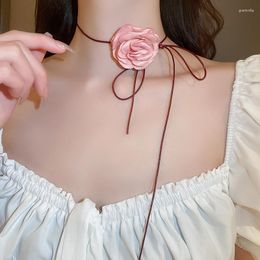 Choker Korean Rose Flower Necklace For Women Girls Romantic Party Wedding Simple Fashion Jewellery Valentines Gift