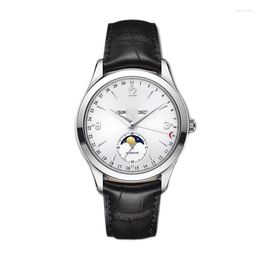 Wristwatches Large Dial Men's Moon Phase Display Master Series Automatic Leather Calendar Top Quality Watch 42MM