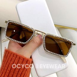 Sunglasses 2023 Diamond Small Rectangle Women Square Frames Punk Sun Glasses Men Eyewear UV400