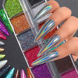 Nail Glitter Powders iridescent Shiny Glitters Dust Decorations For Art Chrome Pigment DIY Accessories 230808