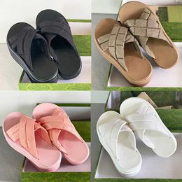 Designer Womens Platform Slide Sandal Luxury Slippers Thick Soles Cross Strap Sandals About 6cm High Heel Size 35-45 With Box Bag NO458