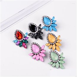 Stud Earrings Lubov Sweet Metal With Gems Ear For Women Girls Christmas Party Fashion Rhinestone Acrylic Gift Jewelry Drop De Dhgarden Dh3Ww