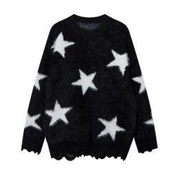 Men's Sweaters Full Stars Print Pullover Color Block Autumn Men and Women Streetwear Pull Homme Y2k Knitted Tops Ropa Hombre Clothes 230807