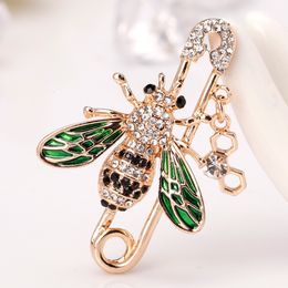 Pins Brooches Bee Brooch pins Women Enamel Crystal Insect Pin Lapel Pin Large Safety Pin 230808