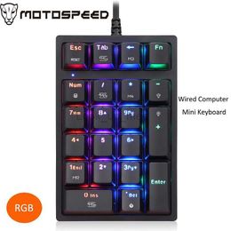 Motospeed K24 Wired Computer Mini Keyboard Outemu Switch Hot-Swap 21 Keys PBT Keycap RGB Backlight Detachable PC Laptop HKD230808