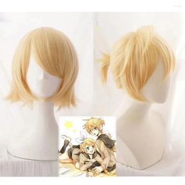 Anime Costumes Rin / Len Short Blonde Heat Resistant Hair Cosplay Wig Heat-resistant Synthetic Halloween Party