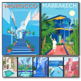 Morocco Marrakech Travel Street Canvas Painting Artwork Tropical Style Posters And Prints Wall Art Modern Pictures For Living Room Home Decor No Frame Wo6