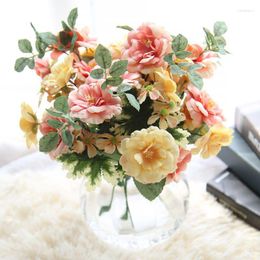 Decorative Flowers Artificial Flower Oil Painting Tea Rose Wedding Decration Fake For Home Mariage Party Garden El DIY