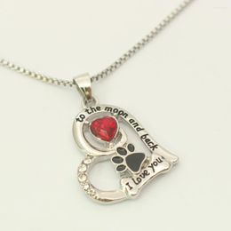 Pendant Necklaces Dog Love Heart Necklace I You To The Moon And Back Pet Print Forever