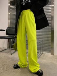 Women's Pants Women High Waist Streetwear Leisure Lady Solid Harajuku All-match Full Length Ins Hipster Straight Spring Daily Dance Wear