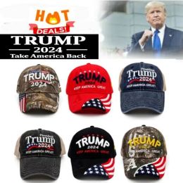 2024 Donald Trump Hat Camouflage USA Flag Baseball Hats Kag Making America Great Again President Maga Camo Brodery Drop Cap S