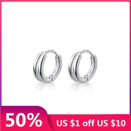 Hoop Earrings Real 925 Sterling Silver Round For Fashion Women Party Geometric Fine Jewellery Punk Accessories Gift