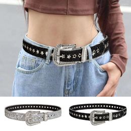 Belts Laady Adjustable Metal Buckle Waist Strap Crystal PU Leather Sequin Belt Rhinestone Dress Waistband Fashion Casual