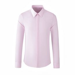 MINGLU Solid Colour Simple Classics Men's Shirts High Quality Long Sleeve Business Casual Covered Button Party Man Dress Shirts