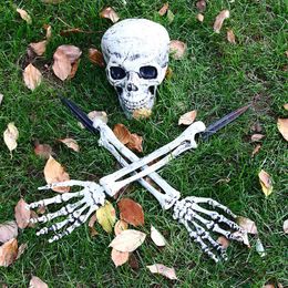 Other Event Party Supplies Halloween Horror Skull Skeleton Realistic Human Bones Halloween Props Terror Graveyard outdoor Yard Garden Haunted House Decor 230808