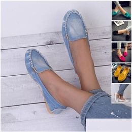 Dress Shoes Women Casual Spring Loafer Slips Soft Round Toe Denim S Jeans Plus Size 221105 Drop Delivery Accessories