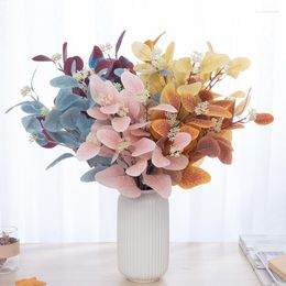 Decorative Flowers Nordic Ins Eucalyptus Artificial Leaf Bouquet Silk Fabric Fake Plant Decoration Flower Living Room Wedding Leaves