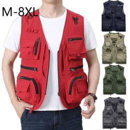 Men's Vests Summer Men Unloading Tactical Vest Coat Plus Size Fisher Pographer Waistcoat Mesh Work Sleeveless Jacket Multi Pocket Vest8XL