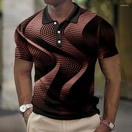 Men's Polos Summer Polo Shirts Bizarre Striped Tops Printed Fashion Mens Beach T Hawaiian Leisure Oversized Clothing