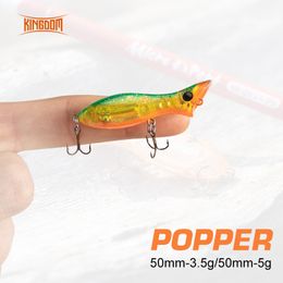 Baits Lures Kingdom PO-50 Fishing Lures Sinking Floating Popper 50mm 3.5g5g Artificial Wobblers Baits For Carp Bass Trout Fishing Tackles 230807
