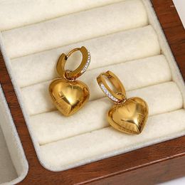 Hoop Earrings Greatera Trendy Stainless Steel Heart Pendant For Women Rhinestone Charm Gold Plated Huggie Jewellery 2023