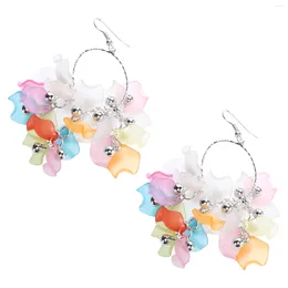 Dangle Earrings Colorful Petal Tassel Studs Pendants Flower Drop Bohemian Dangler Acrylic Crawler Decoration The Flowers