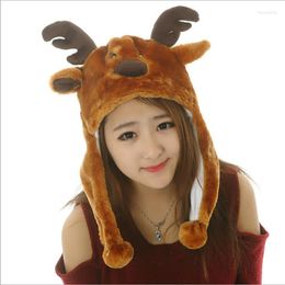 Berets Cartoon Plush Animal Fuzzy Elk Beanie Warm Hat Winter Adult Women Men Children Kids Boys Girls Fluffy Cosplay Costume Xams Gifts