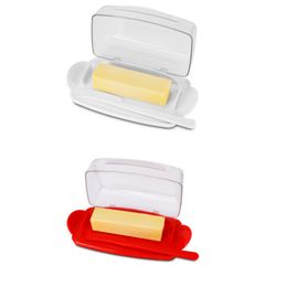 Butter Dish with Countertop Lid, Durable Plastic Butter Container with Spreader Knife, Cute Handle and Flip Lid Design for Easy Access, Non-Slip Two Pcs-4