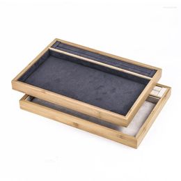 Jewellery Pouches Bamboo Display Tray Necklace Bracelet Bangle Rings Earrings Organiser Holder Showcase