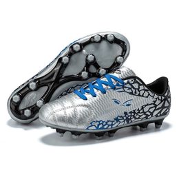 Womens Mens Soccer Shoes Comfortable TF AG Football Boots Youth Sneakers Training Shoes For Kids Silver Orange