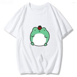 Men's T Shirts Strawberry Frog Printed TShirts Casual O-Neck Cute Cartoon Fashion Tshirt 2023 Summe Cotton Custom Short Sleeve Tees