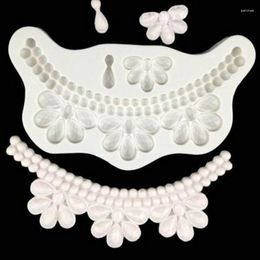 Baking Moulds Pearl Necklace Flower Cake Decor Mould DIY Sugar Chocolate Cookies Pastry Silicone Fondant Kitchen Tool