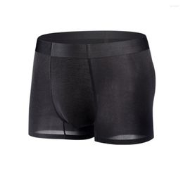 Underpants Soft Men Briefs Patchwork Slim Fit Mid Waist Ice Silk Boxers Quick-drying Underwear Inner Wear Clothes