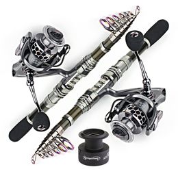 Boat Fishing Rods Sougayilang 1.8-3.3m Carbon Fiber Spinning Fishing Rod and 131BB Fishing Reel Combo Telescopic Fishing Pole Spinning Reel Kit 230807