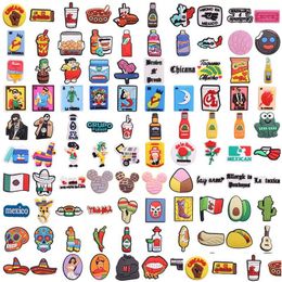 Shoe Parts Accessories 50 100Pcs Mexican Taco Food Pvc Shoes Charms Clog Jibz Buckle Button Clog Diy Wristbands Kids Gift 220706 Drop Del