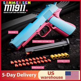 Gun Toys M1911 Colt Shell Ejecting Soft Bullet Toy Gun Ejection Toy Foam Darts Blaster Airsoft Pistol Automatic Weapons Gun For Kid Adult 230807