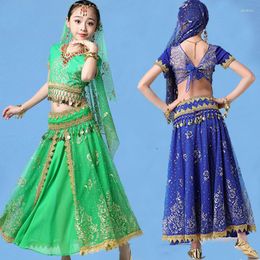 Stage Wear Girl Oriental Indin Dress Kids Belly Dance Costumes Set Bollywood Dancing Clothes Performance Costume Suit