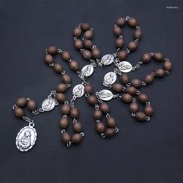 Pendant Necklaces Seven Sorrows Rosary Beads Necklace Wooden Our Lady Exorcism Religious Lucky Praying Blessing Jewelry Gifts